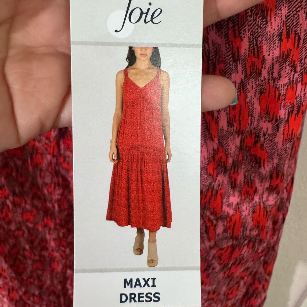 Joie Limited Edition V-Neck Ladies Maxi Tiered Skirt Red Dress - Picture 6 of 9
